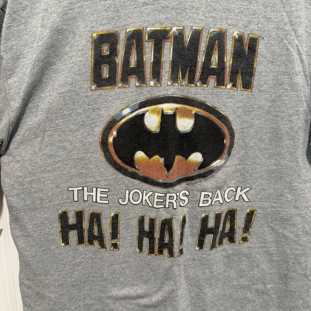 Vtge 80s THE JOKER BATMAN BACK HA HA JACK NICHOLSON MOVIE Tshirt Size Large Rare